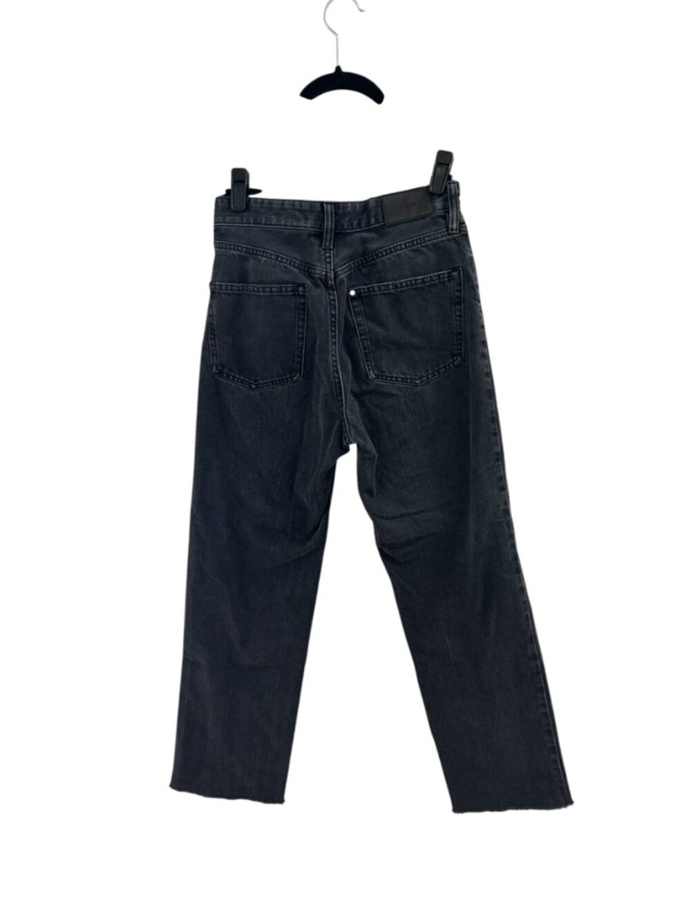 &Denim Black High Rise Straight Leg Jeans Size 27 Raw Hem EUC - Picture 7 of 10